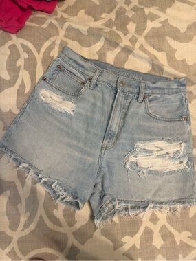 American Eagle Outfitters Light Wash Distressed Denim Shorts